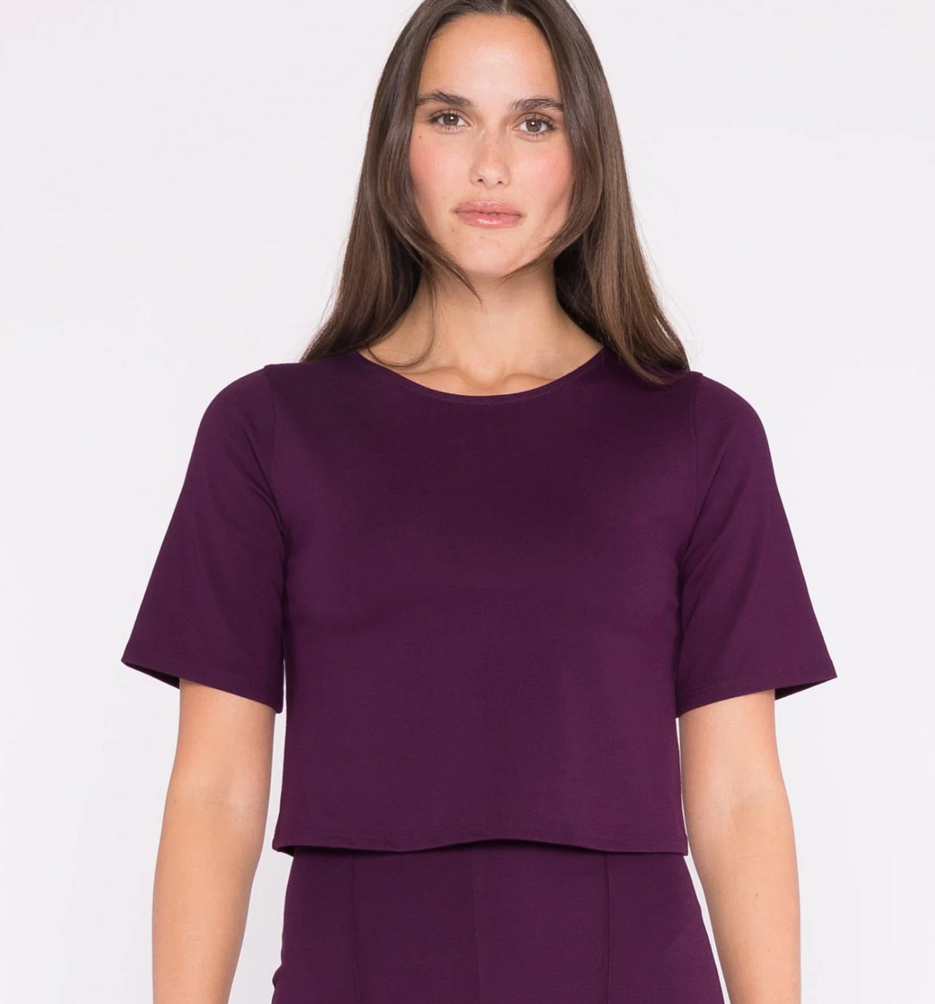 Ripley Rader- Plum Ponte Knit Short Sleeve
