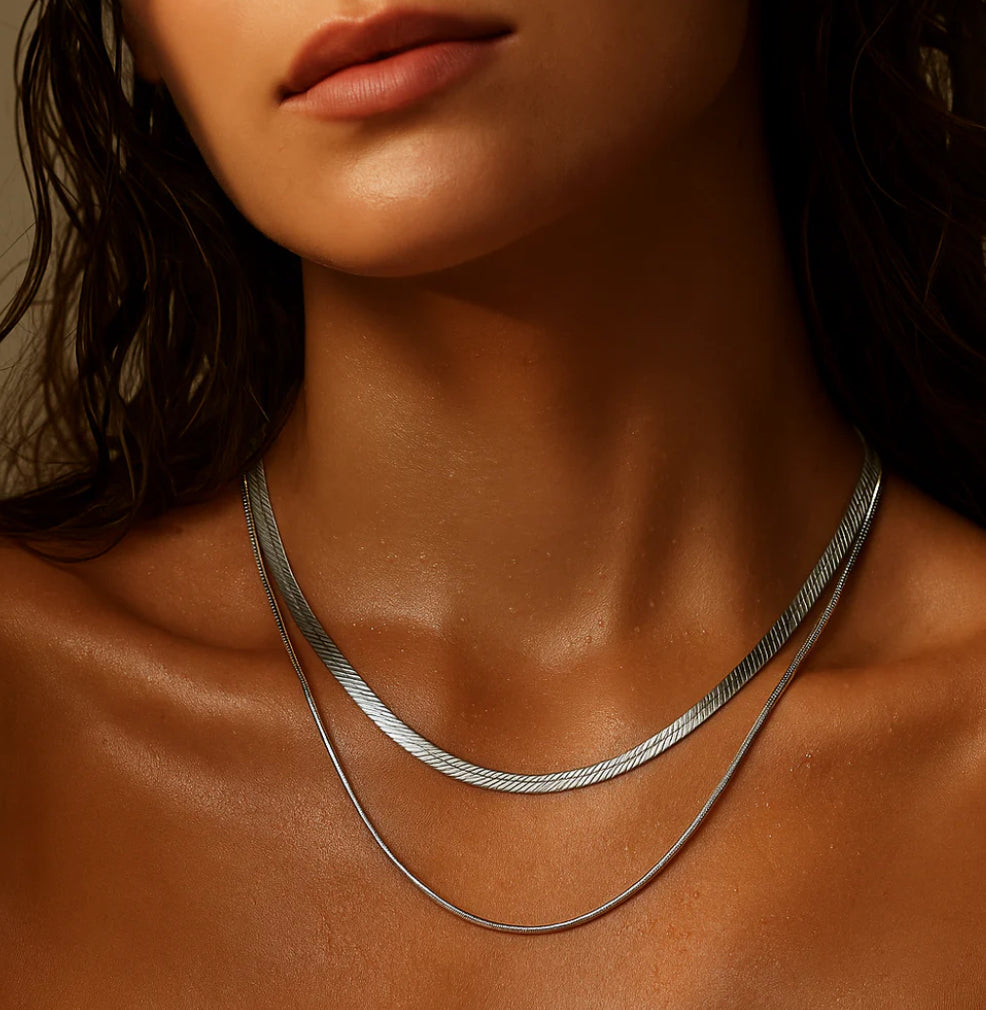 Ellie Vail-silver Cassia double chain necklace