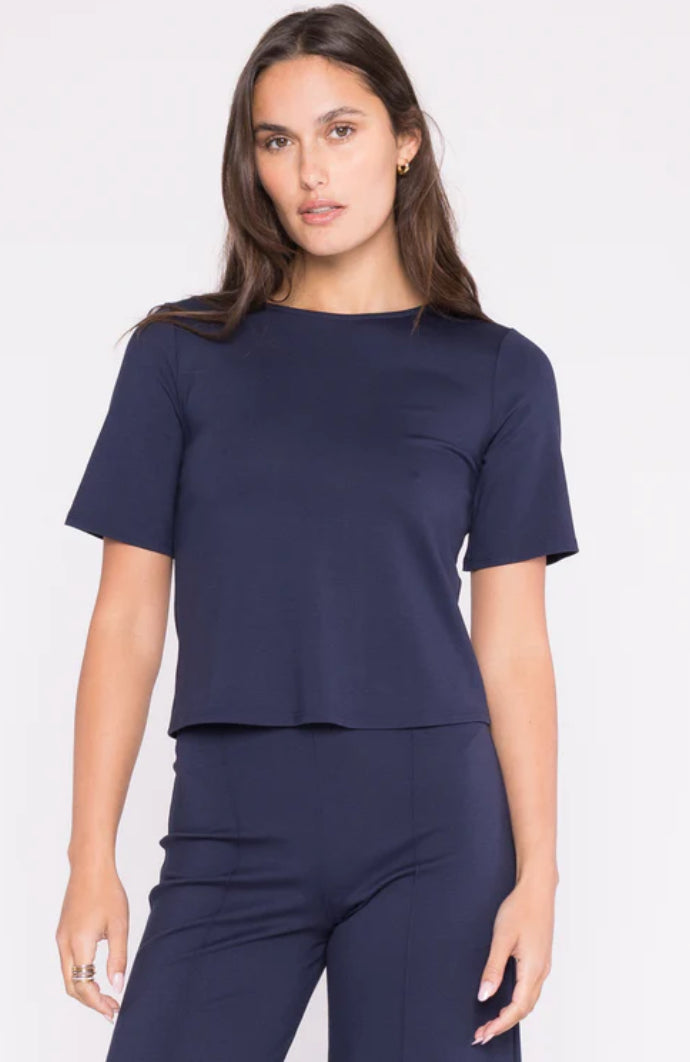 Ripley Rader- NAVY Ponte Knit short sleeve extended