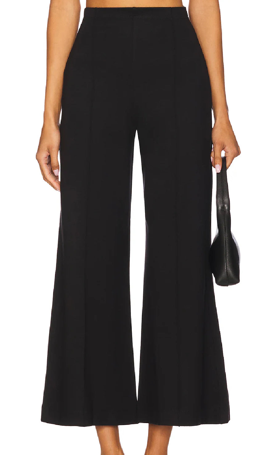 Ripley Rader - Ponte Knit Wide Leg Pant - Cropped Black
