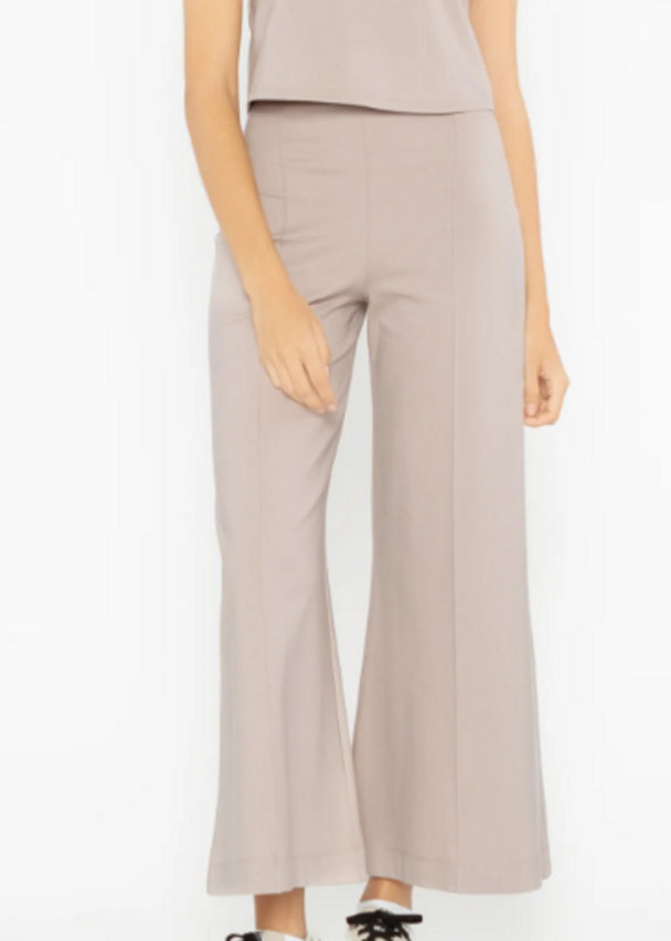 Ripley Rader - Ponte Knit Wide Leg Pant Cropped - Clay Clay