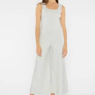 Ripley Rader - Ponte Knit Tank Wide Leg Jumpsuit Cropped - Heather Grey