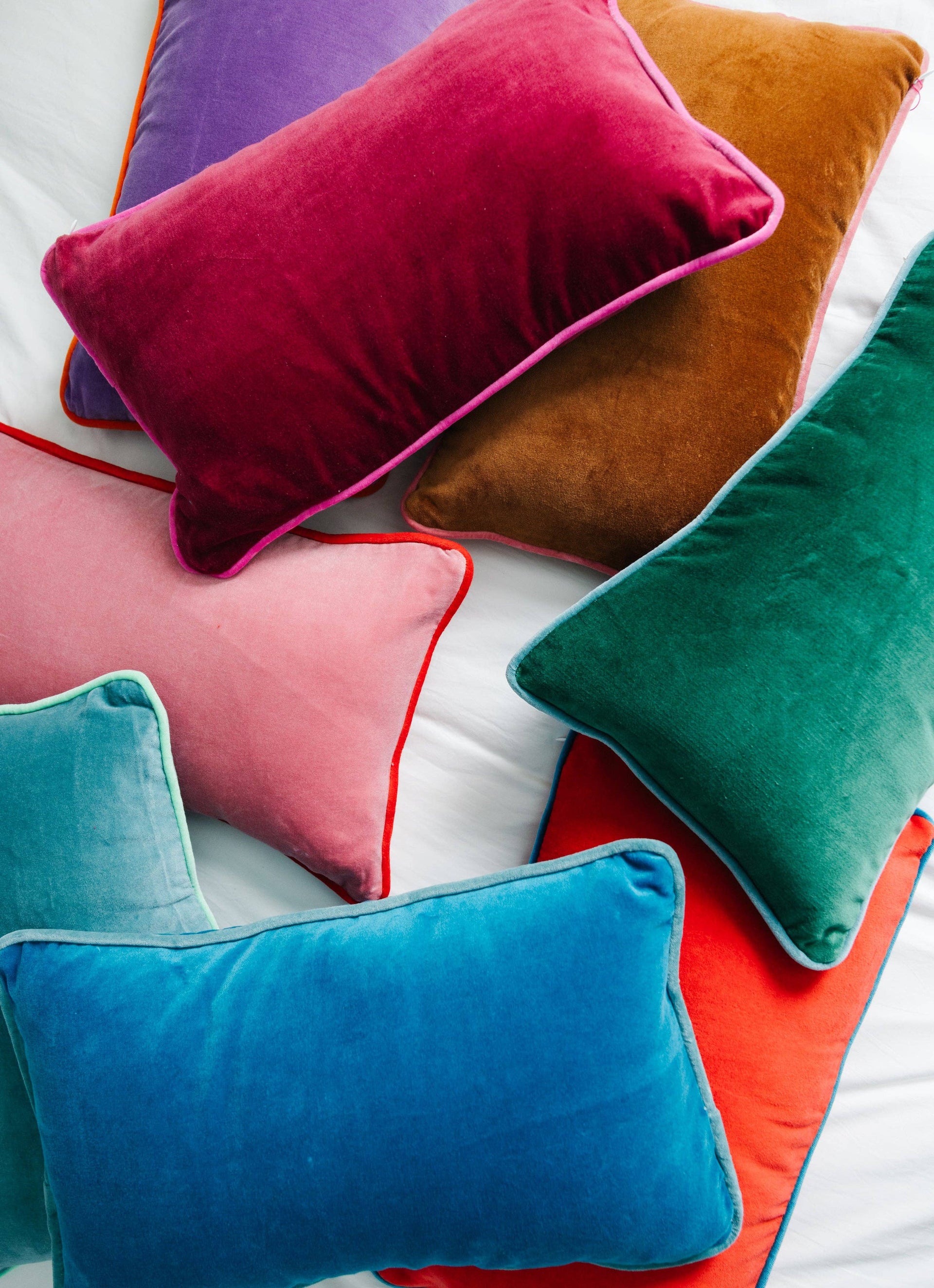 Charliss Velvet Lumbar Pillow - Peacock + Aqua