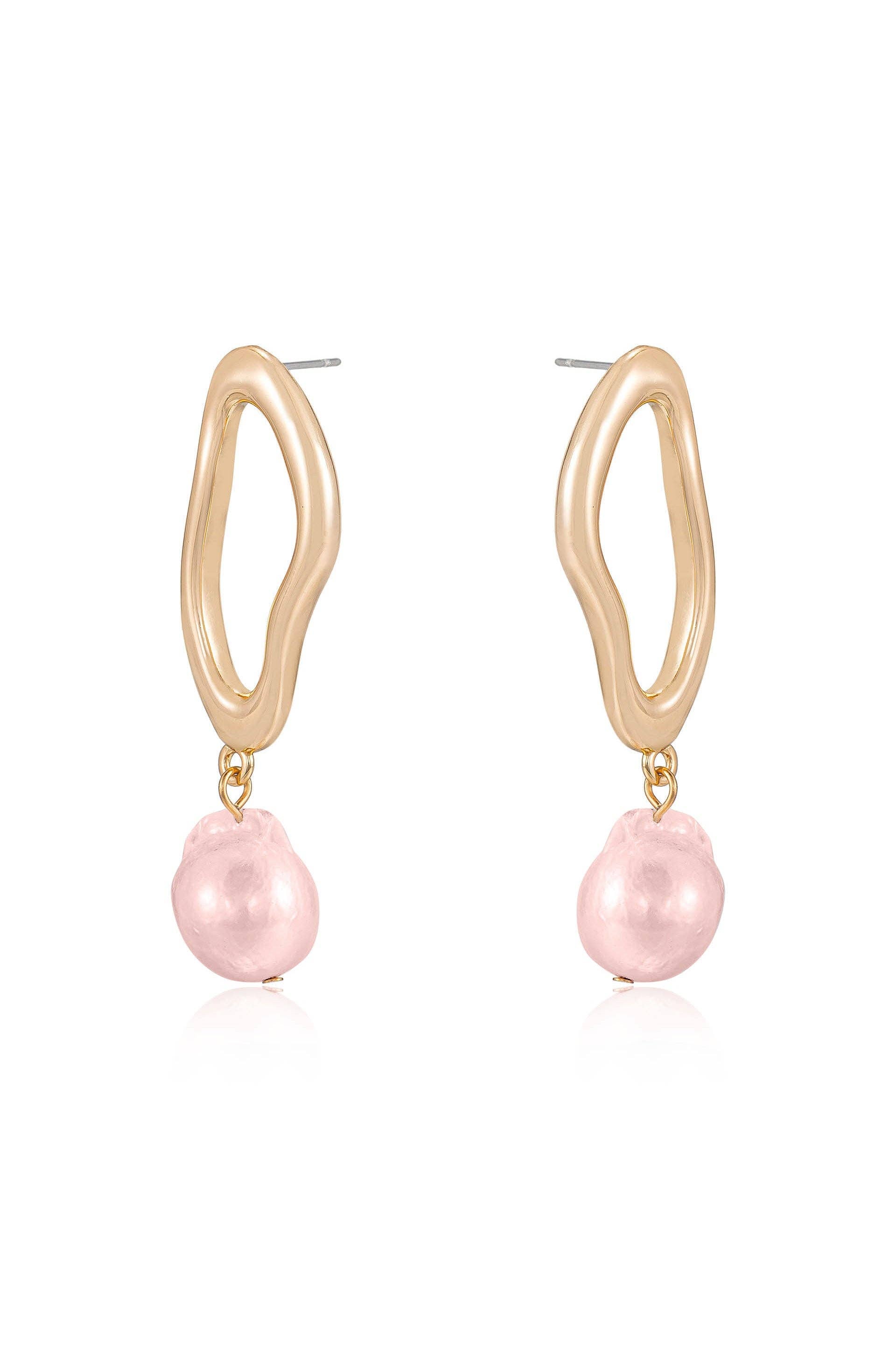 Open Circle Freshwater Pearl Earrings (pink)