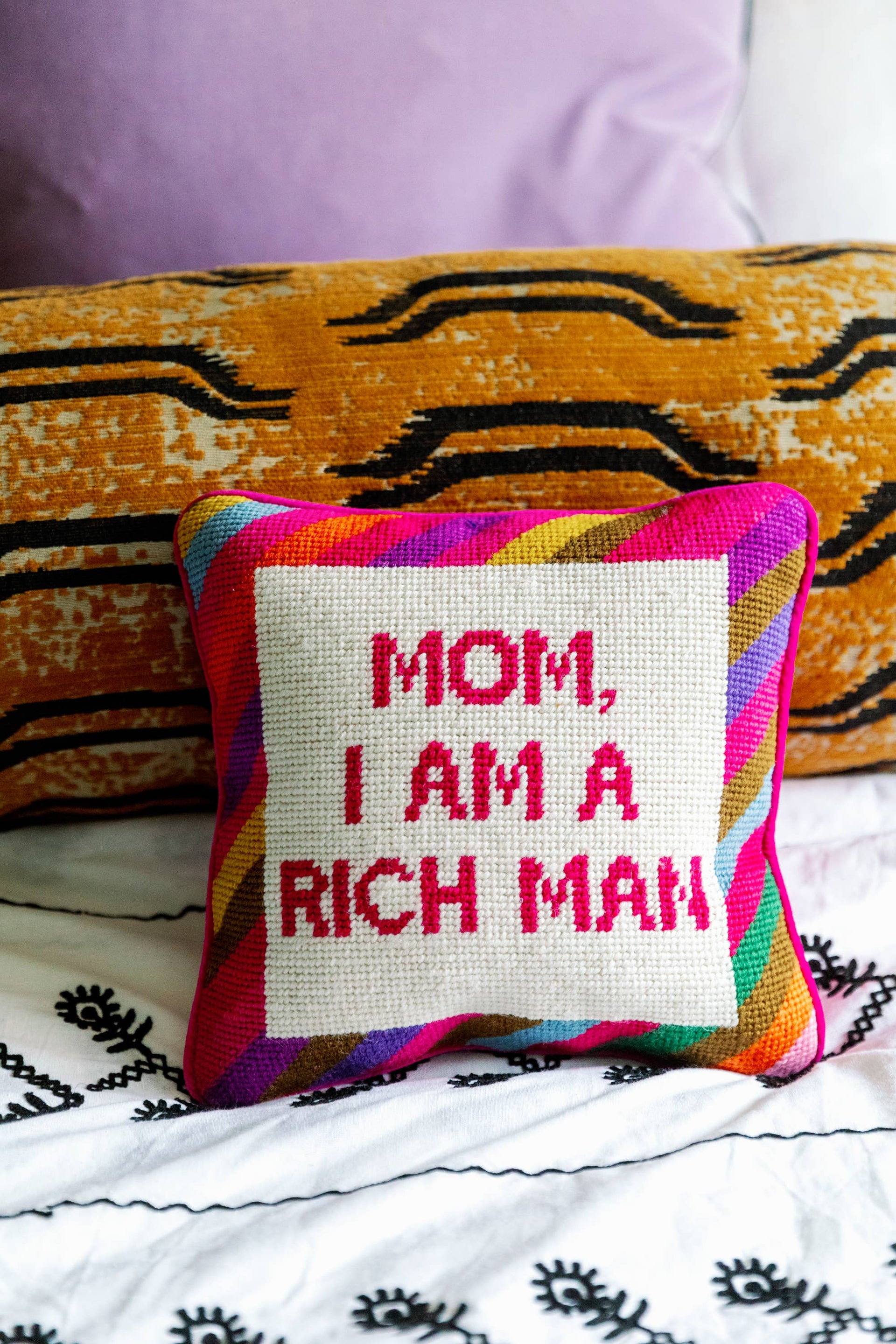 Mom, I am a rich man (Cher) Needlepoint Pillow