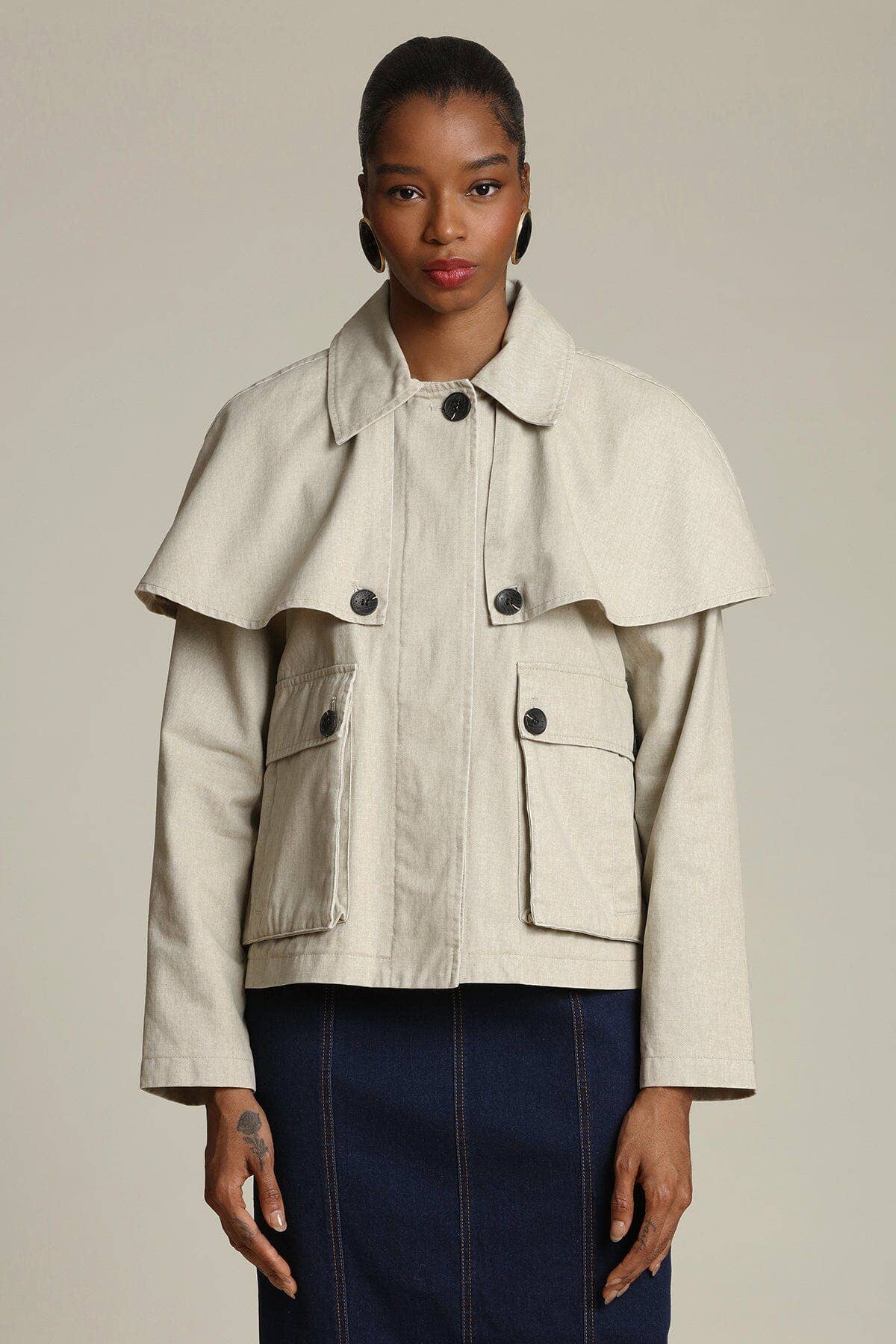 Avec Les Filles - Cotton Cape Jacket