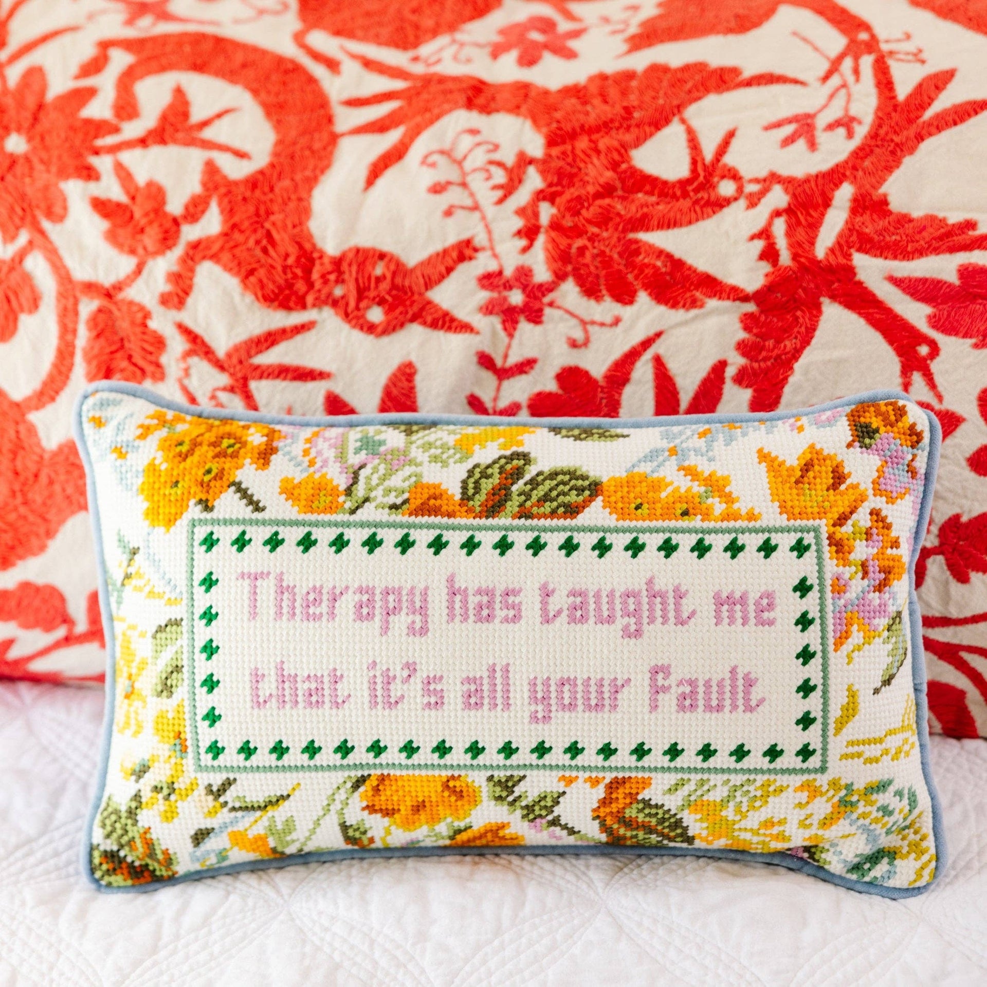 Therapy Needlepoint Pillow -furbish