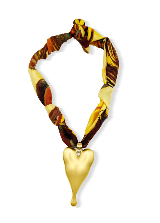 Kristalize Jewelry- Oversized Antique Gold Heart Scarf Necklace