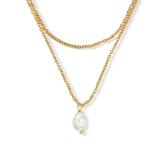 Ellie Vail - Jalen Double Chain Pearl Necklace