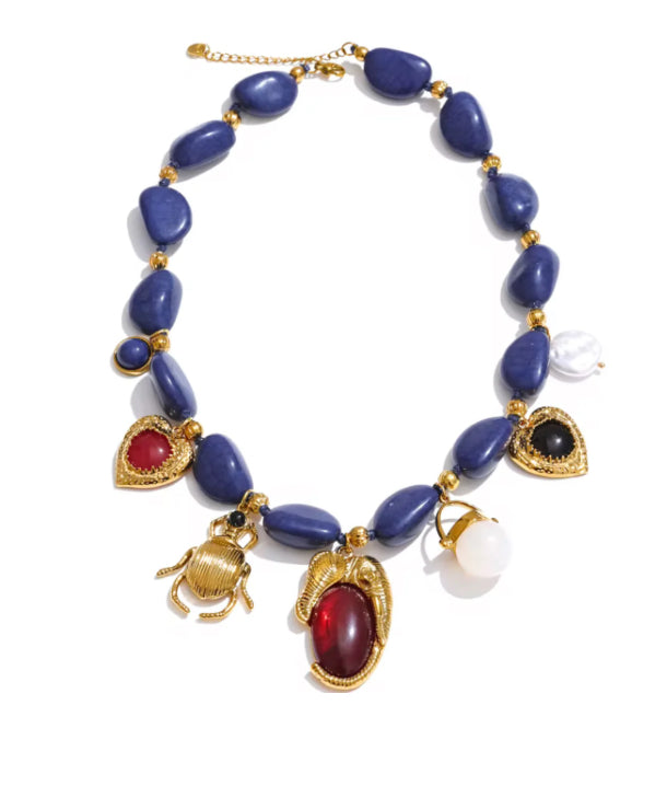 Kristalize Jewelry-  Navy Beaded Slade Necklace