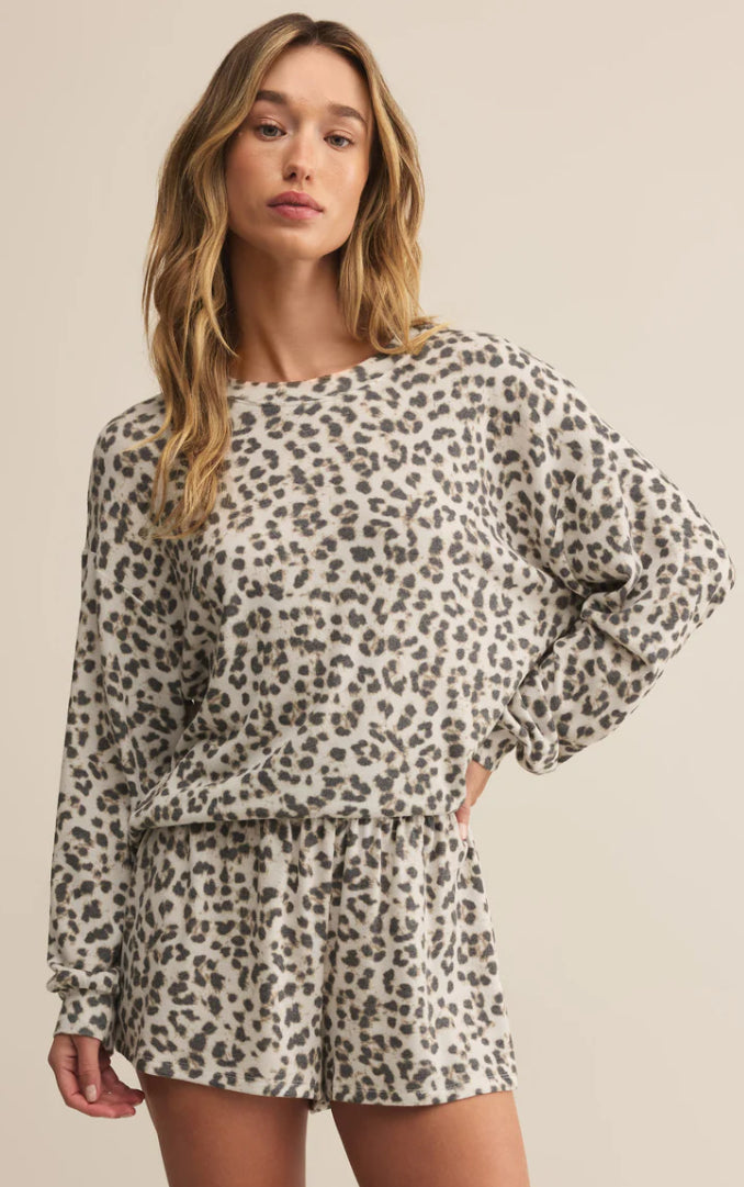Z Supply- Champagne Luxe Leopard Long Sleeve Top
