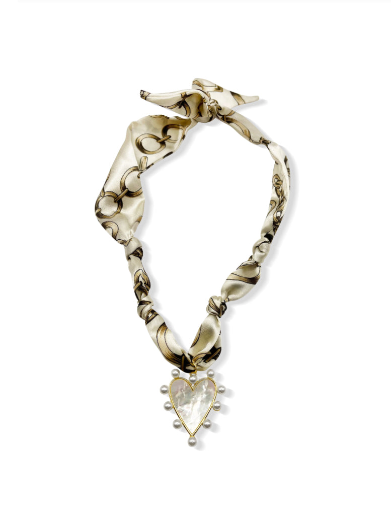 Kristalize Jewelry- Pearl Cream Heart Scarf Necklace