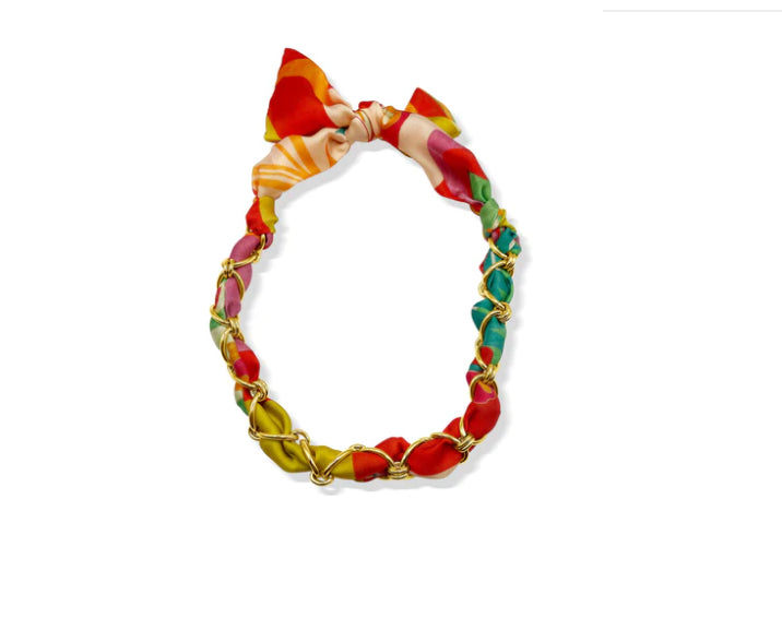 Kristalize Jewelry- Pink&Orange Chained Scarf Necklace