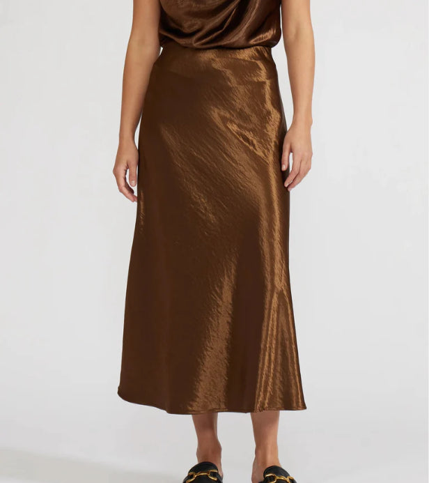 Lucy Paris - Barbara Satin Skirt - Bronze
