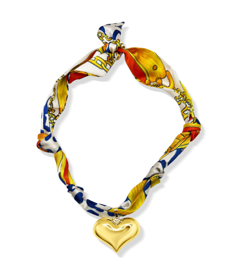 Kristalize Jewelry -Orange Puffy Scarf Necklace