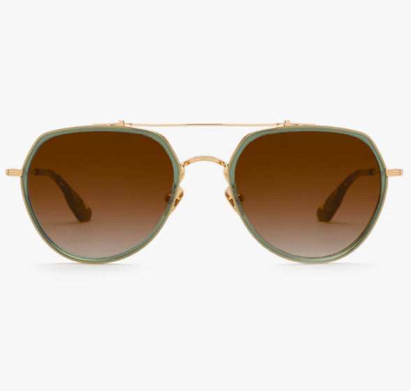 KREWE- Bottle Green Titanium Zulu Baker Sunglasses