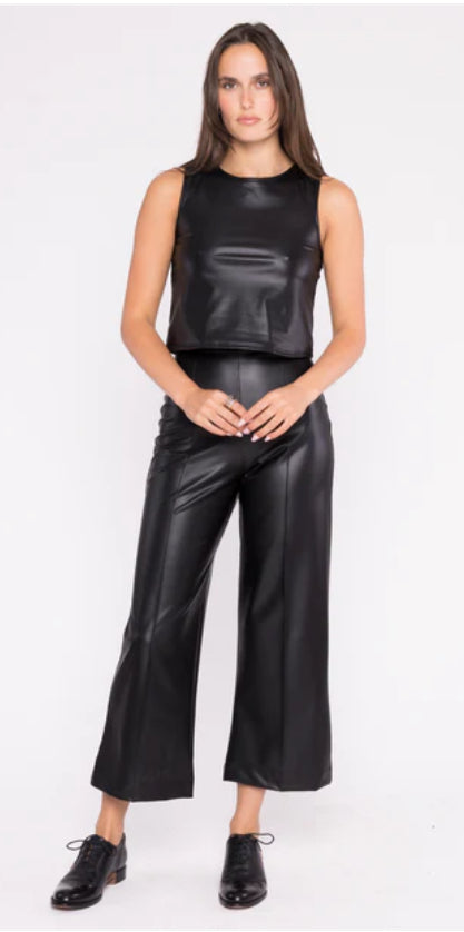 Ripley Rader-Black Vegan Leather Cropped Pant
