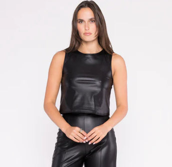 Ripley Rader-Black Vegan Leather Tank Top