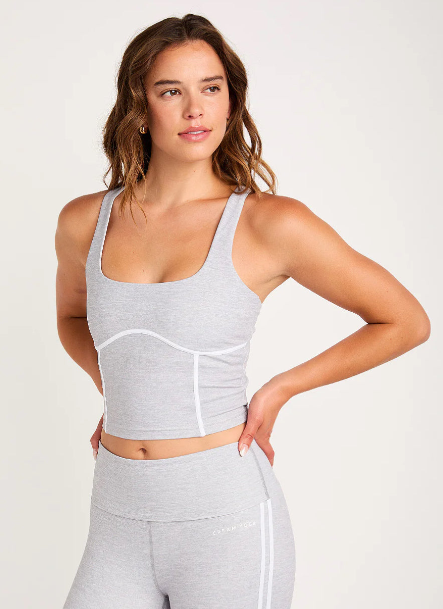 Cream Yoga - Heather Grey Jane Bustier Bra Tank