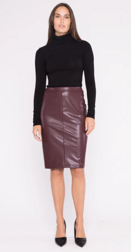 Ripley Rader- Oxblood Vegan Leather Pencil Skirt