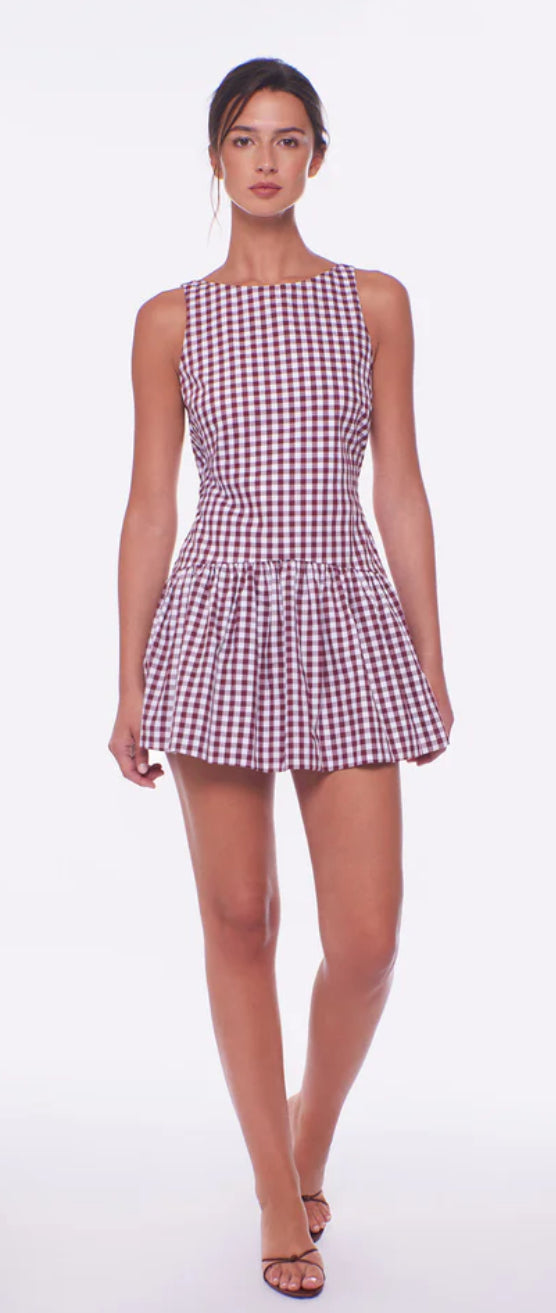 Peixoto-Merlot gingham Addison Mini dress