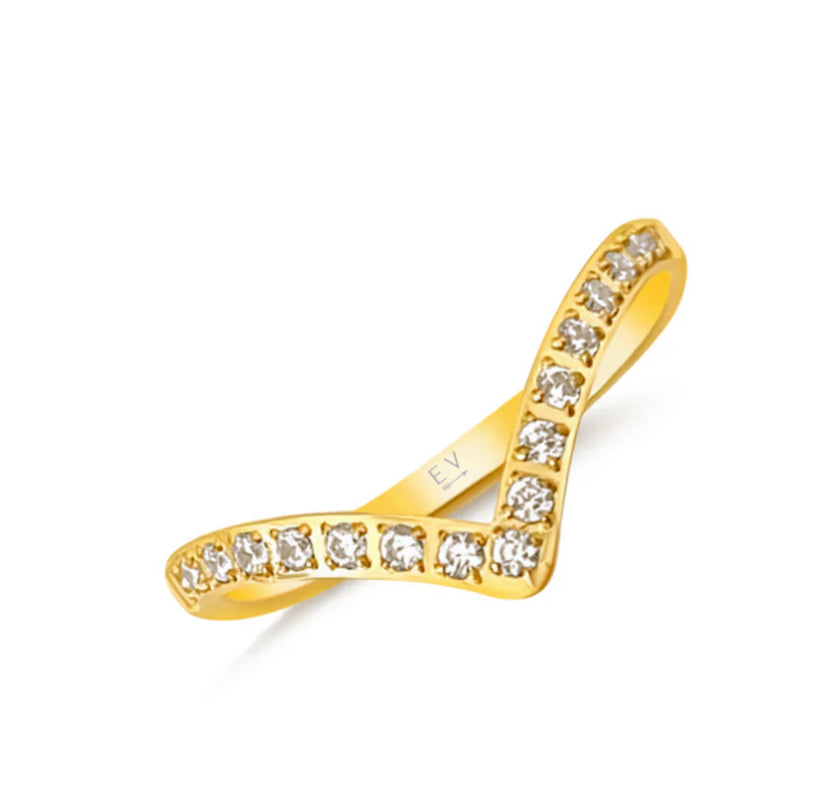 Ellie Vail - Hadley Dainty Wishbone Ring - Gold - US 7