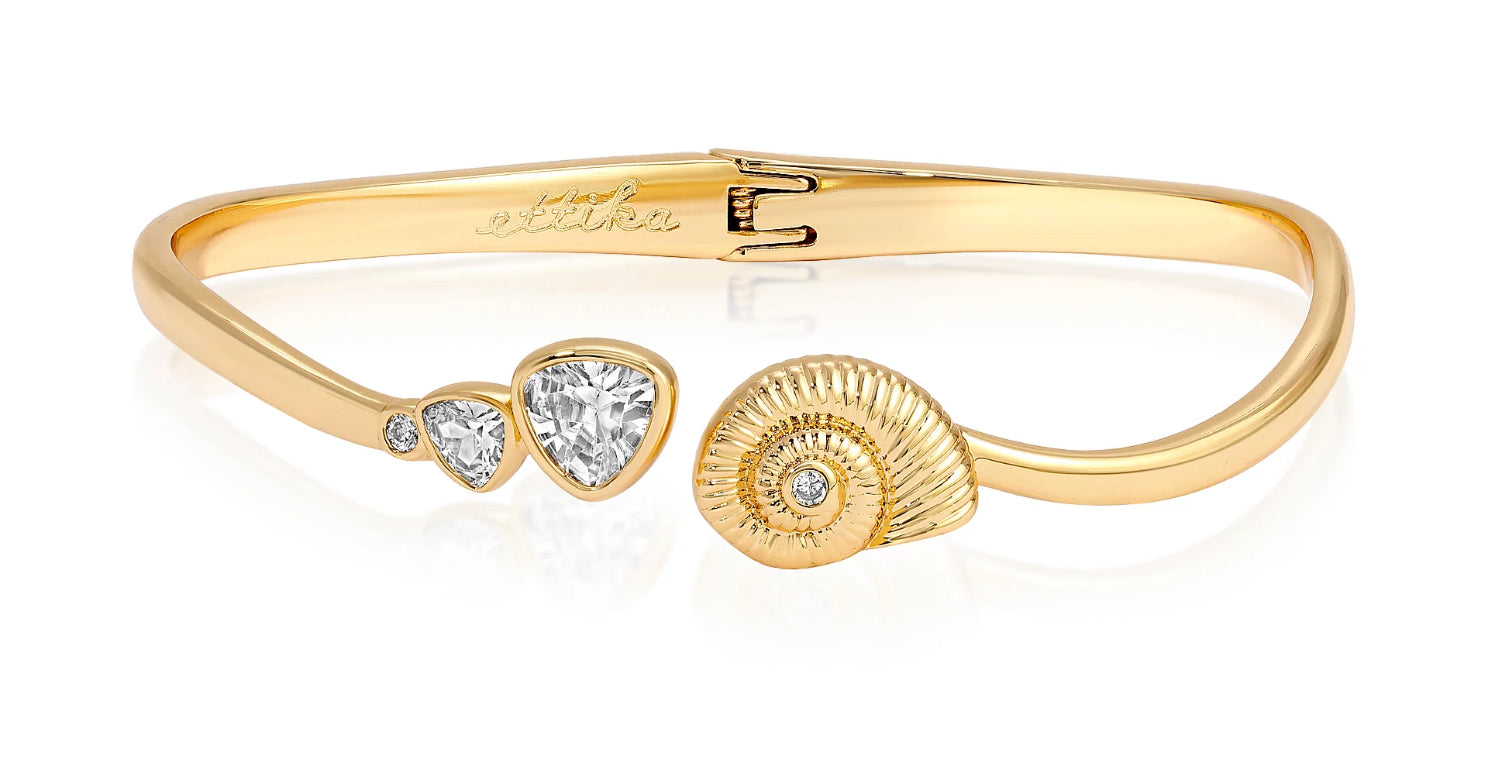 Ettika - Golden Nautilus Shell Cuff Bracelet 18k Plated