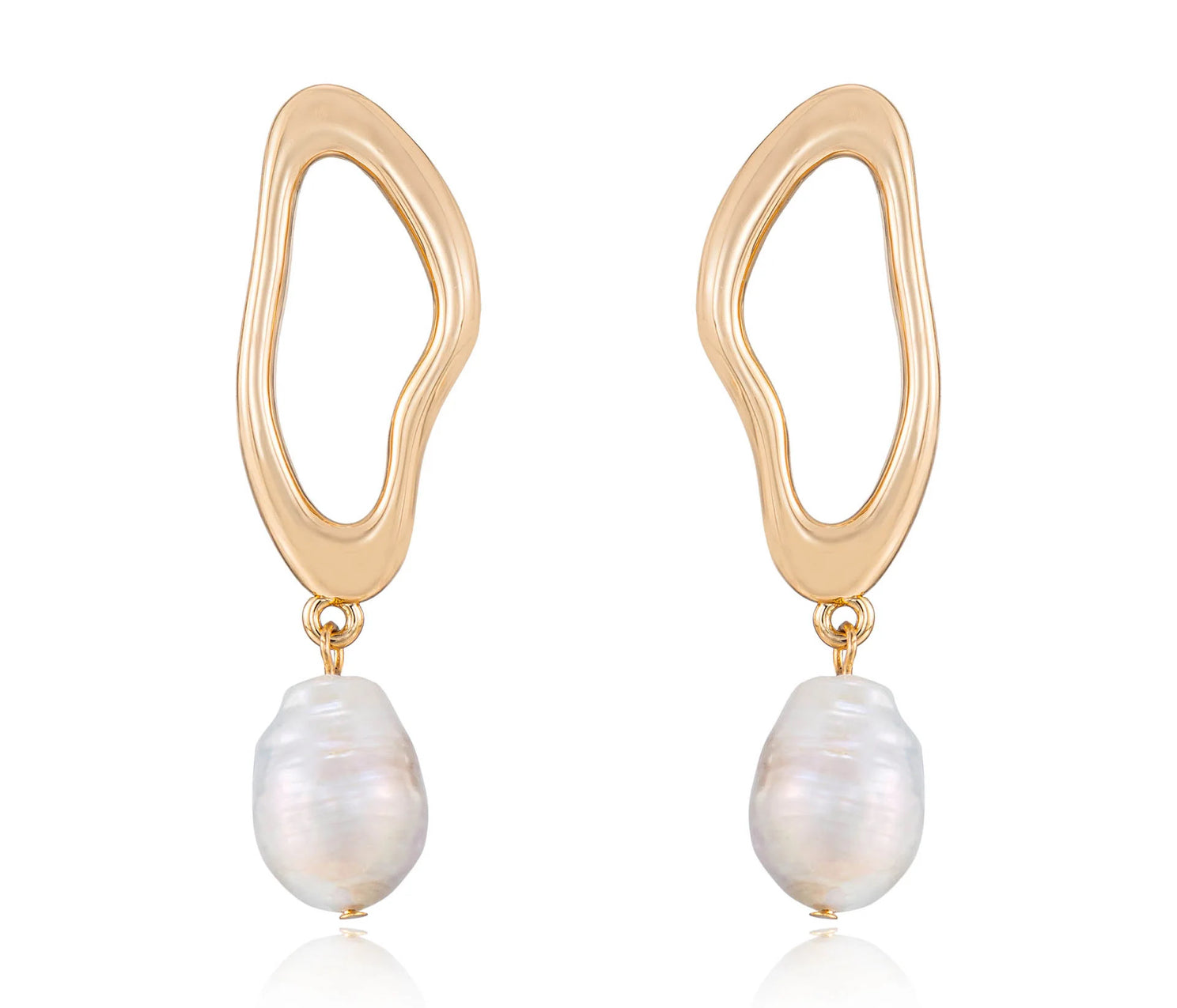Ettika - Open Circle Freshwater Pearl Earrings (white)