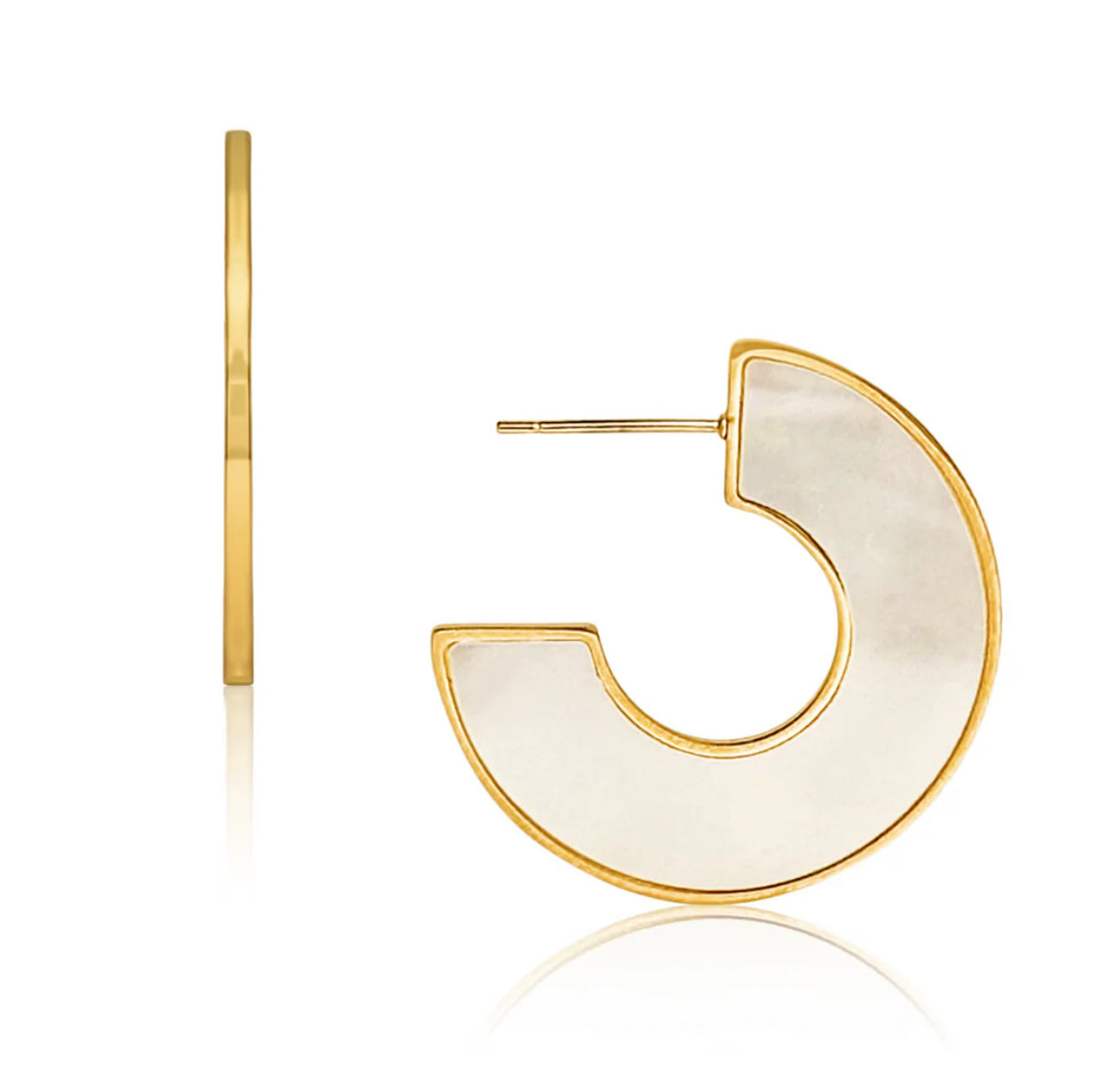 Ellie Vail - Dua Mother Of Pearl Medium Hoop Earring