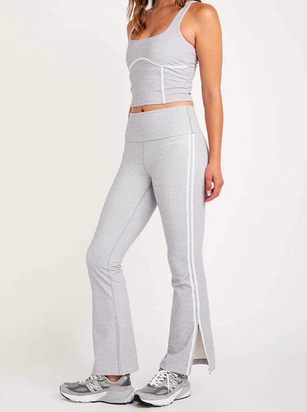 Cream Yoga - Heather Gray Angel Folded Waist Flare Pants