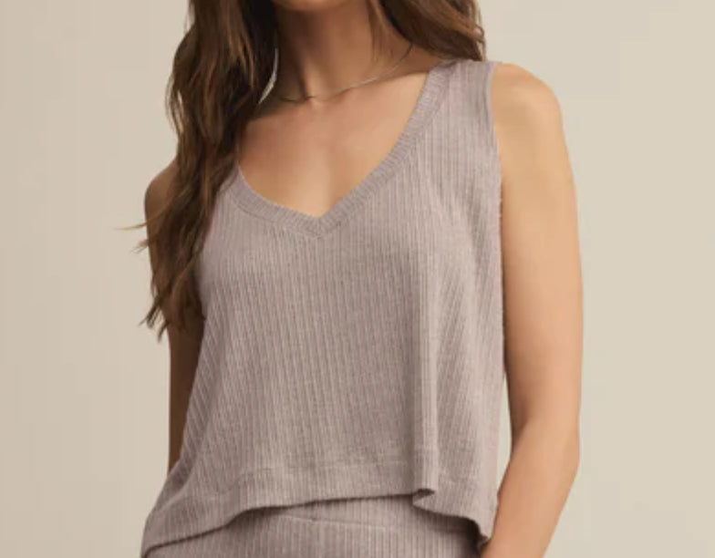 Z-Supply - Sloane V-Neck Mini Rib Tank (slate grey)