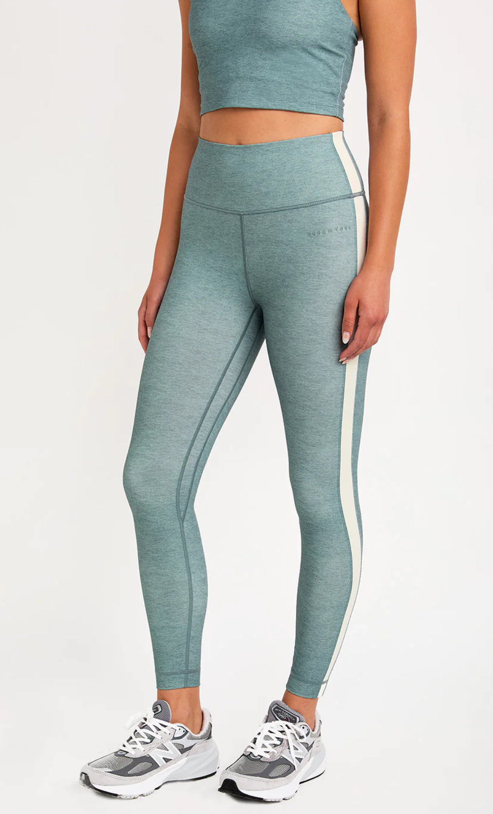 Cream Yoga - Heather Mint 7/8 Side Stripe Legging