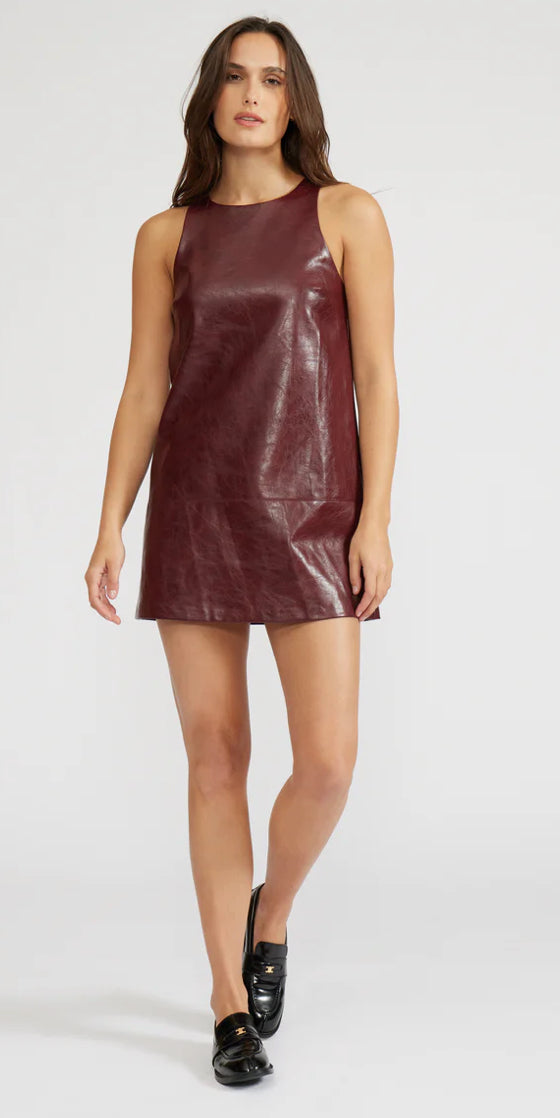 Lucy Paris - Onyx Faux Leather Dress - Burgundy
