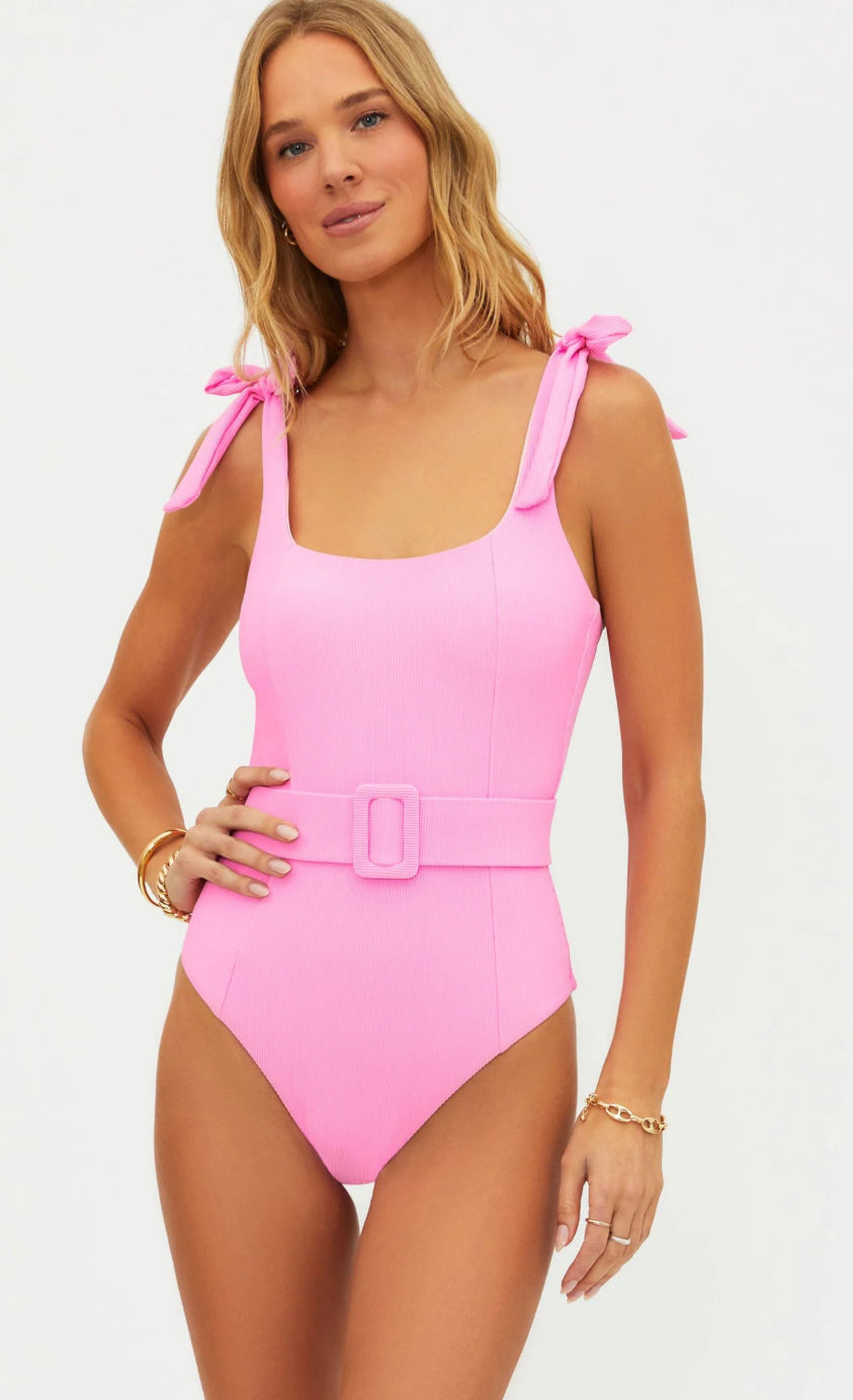 Beach Riot - Sydney Belted One Piece Swimsuit (prism pink)