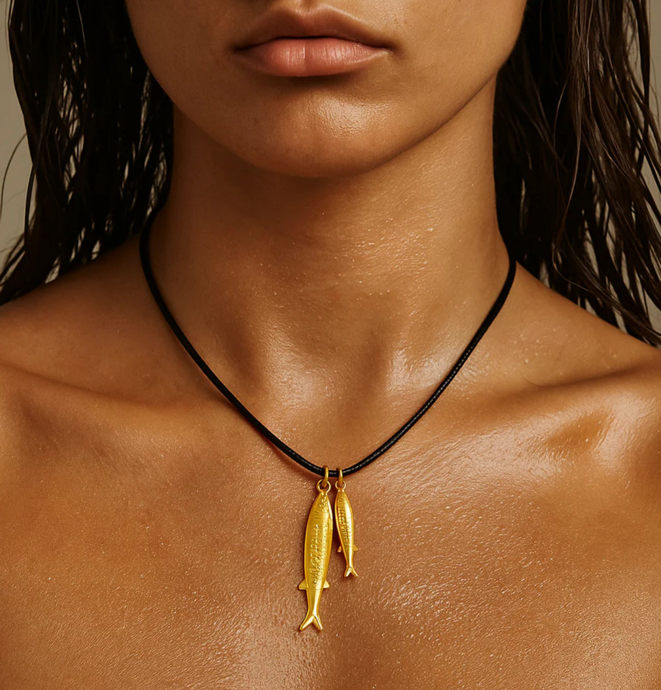 Ellie Vail - Clive Double Fish Cord Necklace - Gold