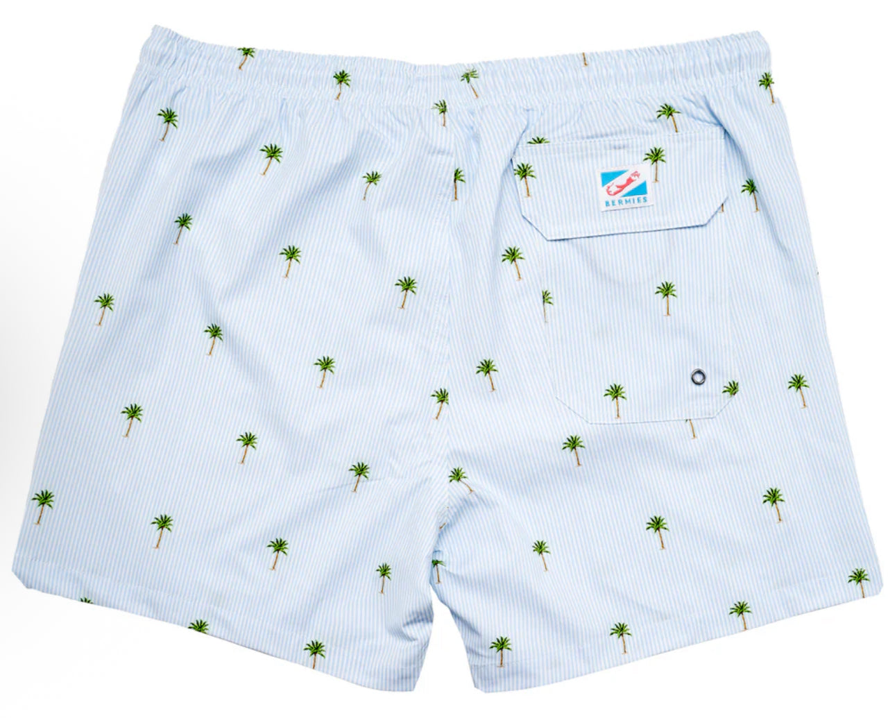Bermies - Palms Stripes (blue/white) swim trunks
