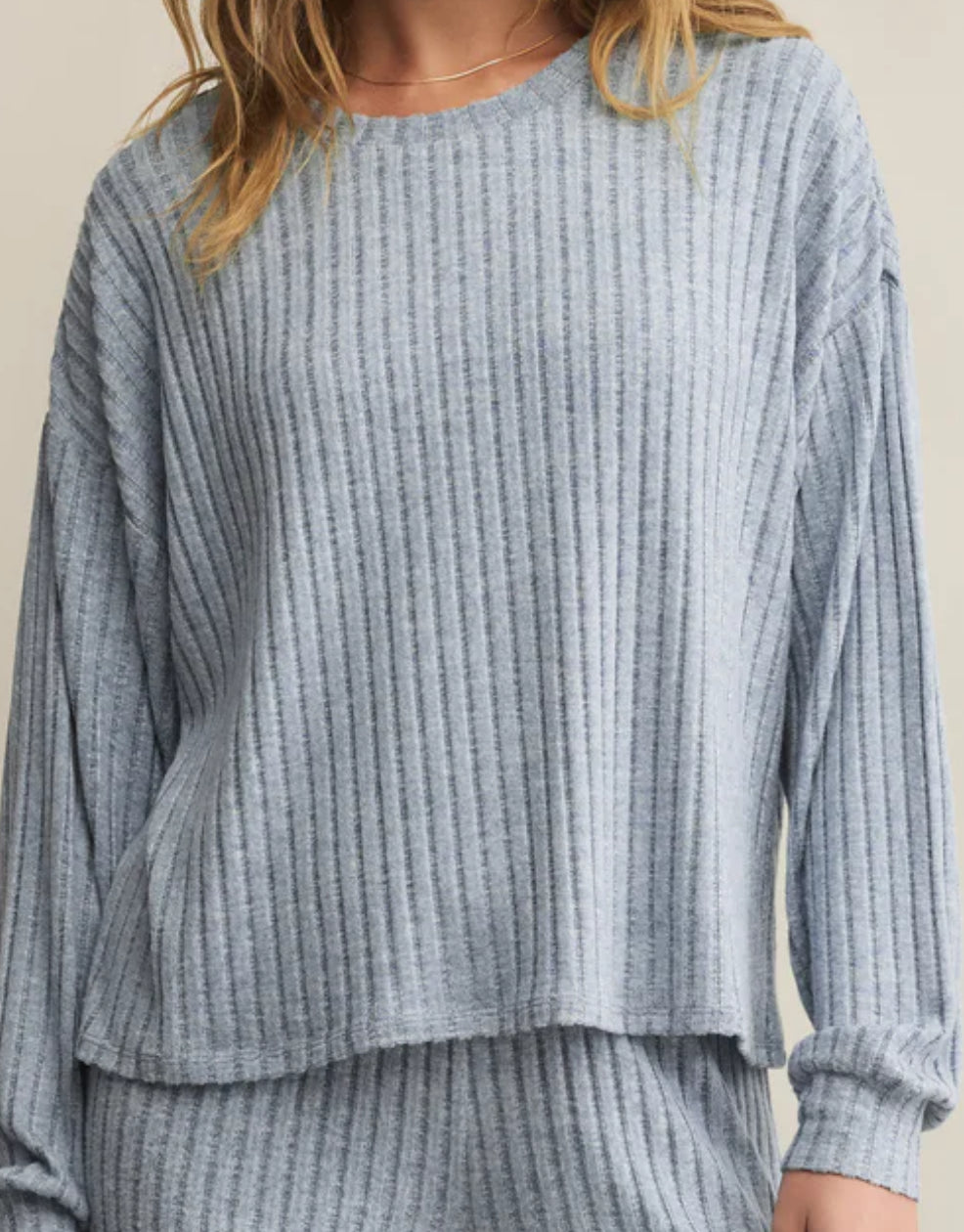 Z - Supply DAYDREAM RIB LS TOP (light denim)