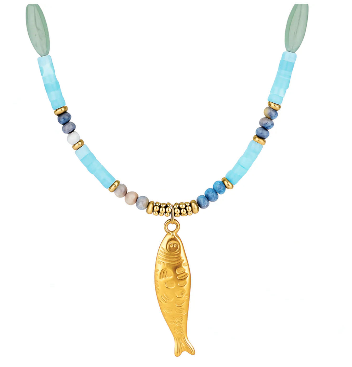 Ellie Vail Jewelry- Akira Beaded Fish Pendant gold