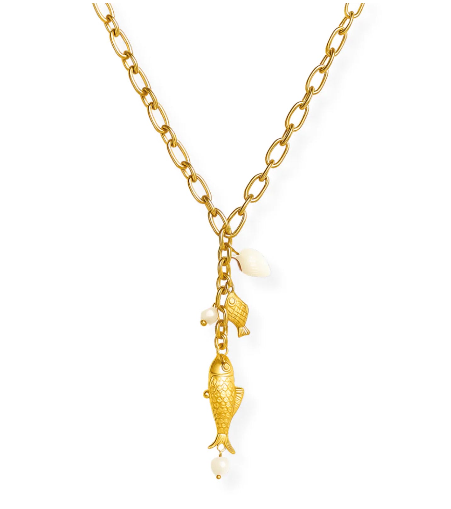 Ellie Vail Jewelry-Amity Fish Lariat Necklace gold