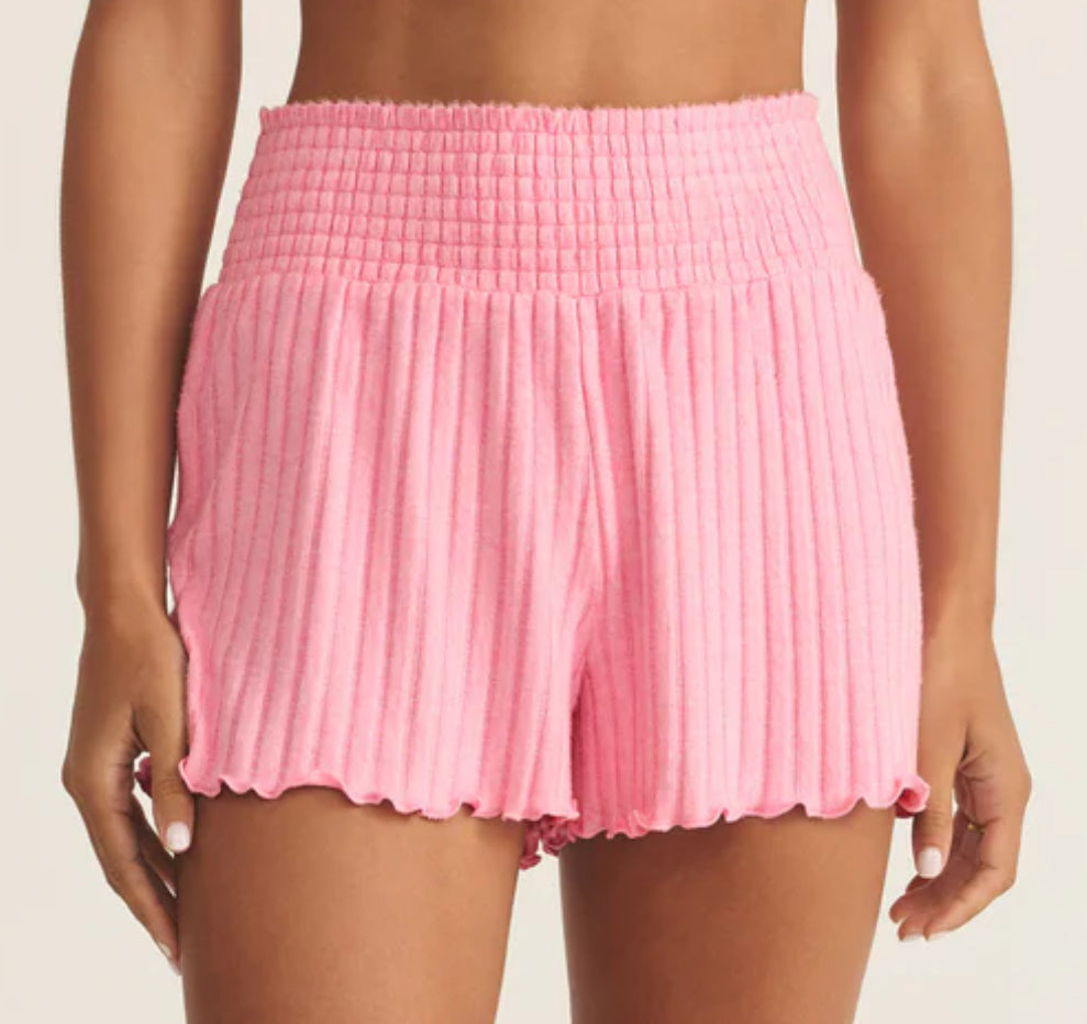 Z Supply - Dawn Smocked Rib Short (passion fruit)