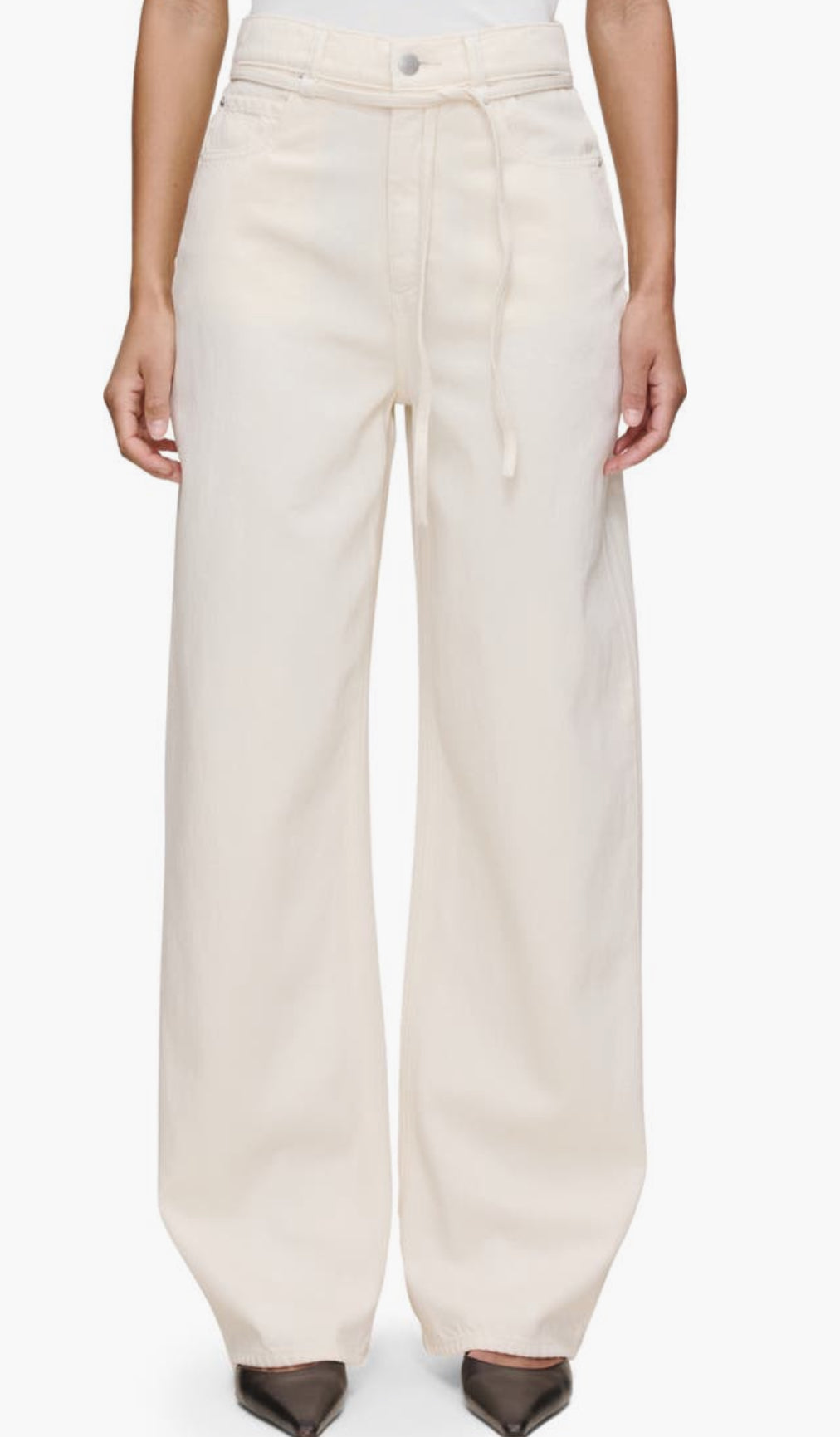 DL1961- Crema CASIE Relaxed Wide Leg Mid Rise Boot