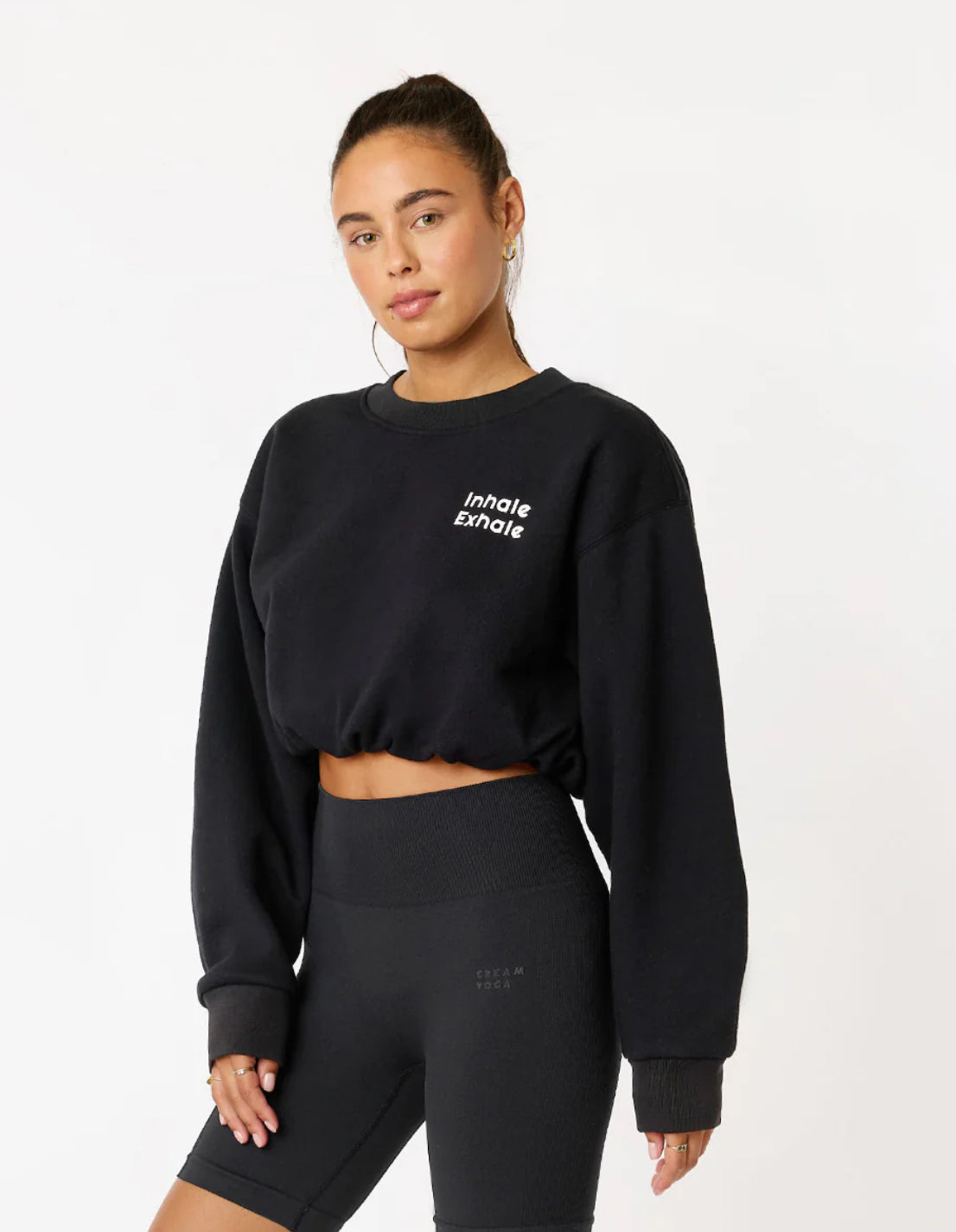 Cream Yoga-Gigi Cropped Sweatshirt Black