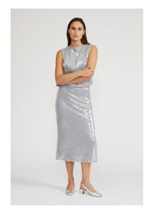 Lucy Paris - Silver Katy Sequined Skirt