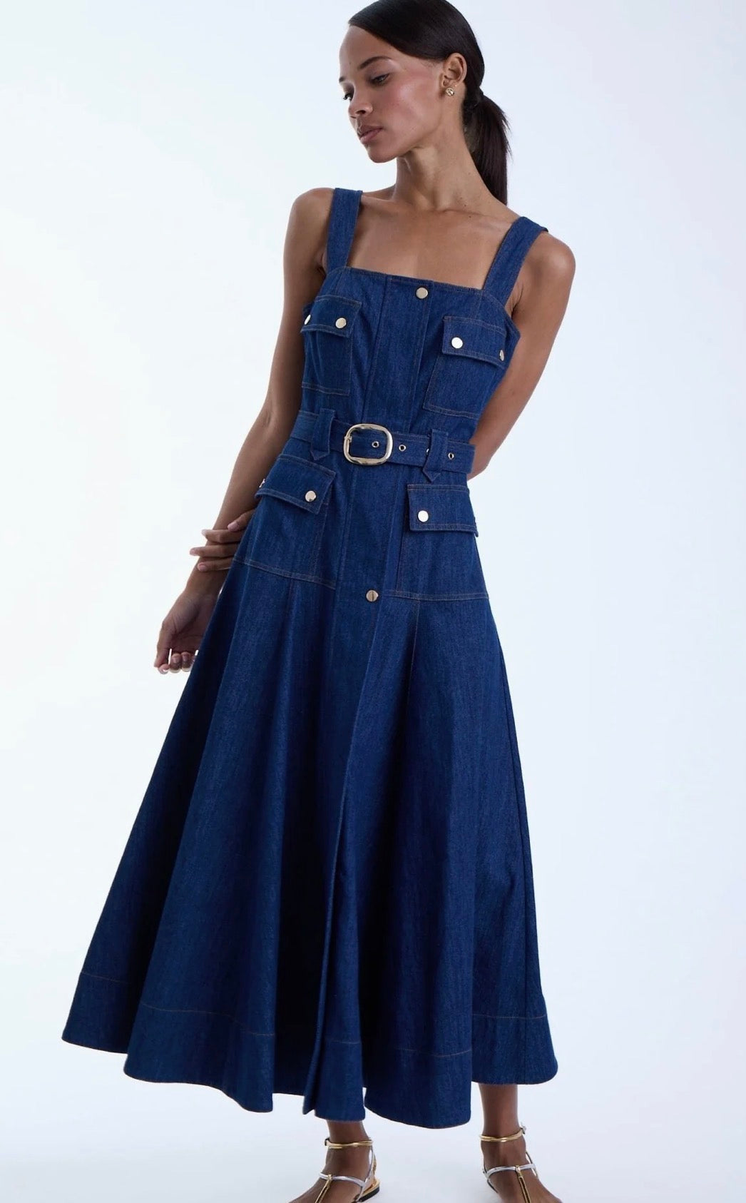 Jenna denim midi dress