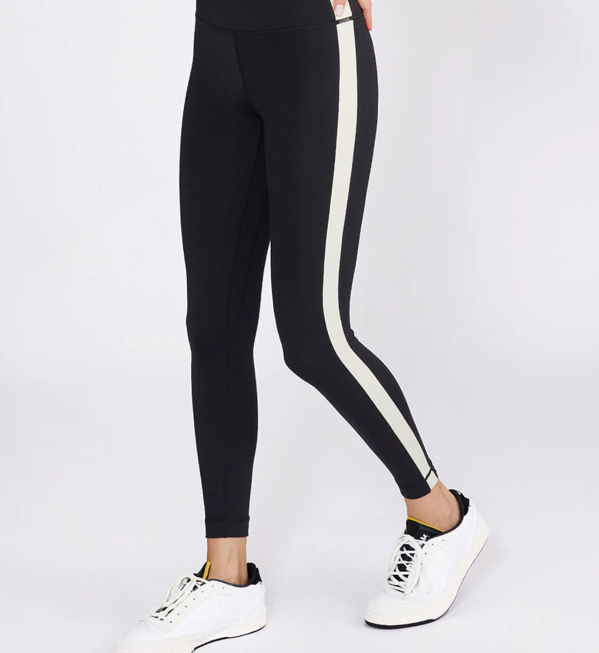 Cream Yoga - Hana 7/8 Side Stripe Legging (Blk / wht)