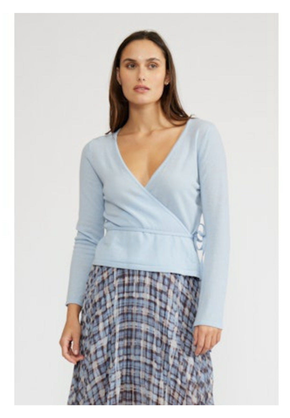 Lucy Paris - Dominic Sky Blue Faux Wrap Top