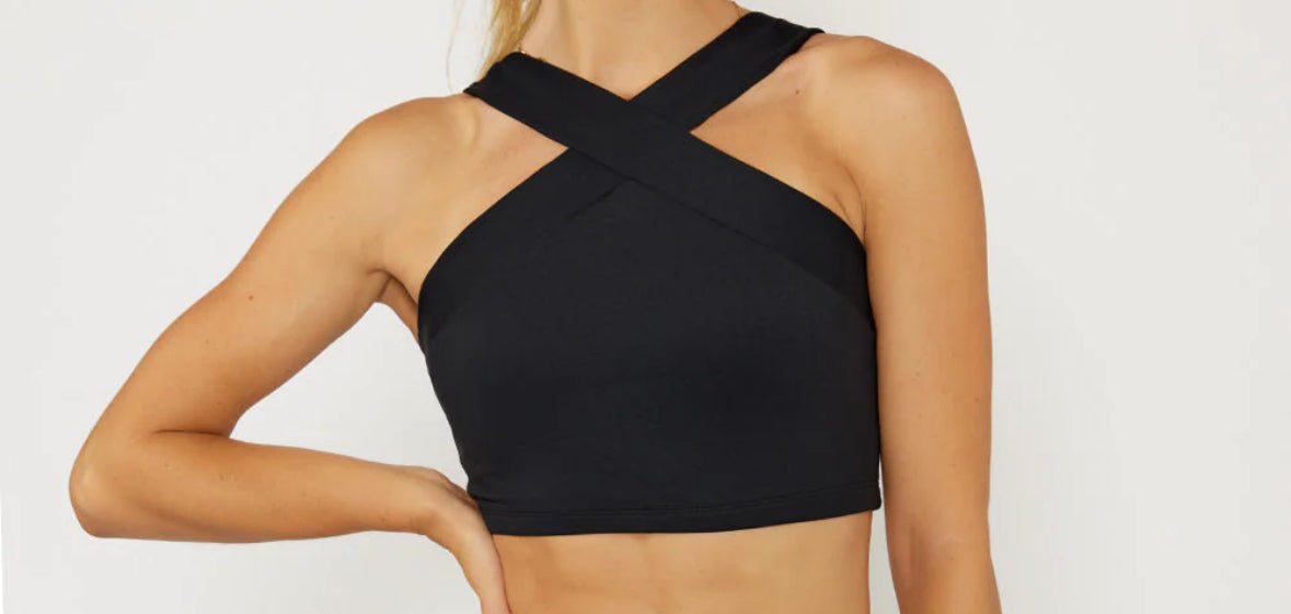 Cream Yoga - Leah Cross Neck Bra Top (black)