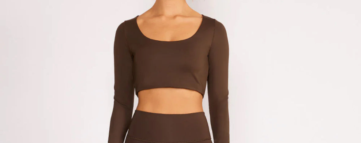 Cream Yoga - Madison LS Crop Top (chocolate)