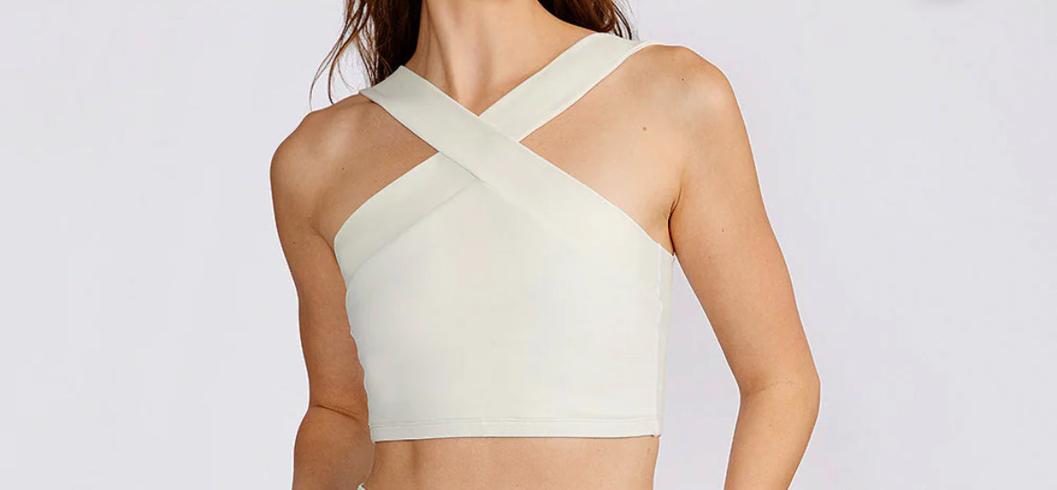 Cream Yoga - Leah Cross Neck Bra Top (cream)