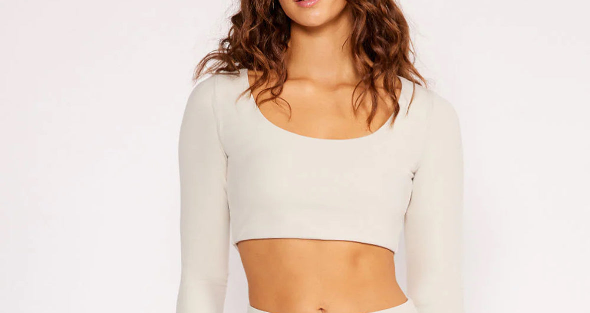 Cream Yoga - Madison LS Crop Top (beige)